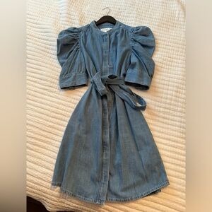 Frame Gillian Puff Sleeve Denim Shirtdress size S